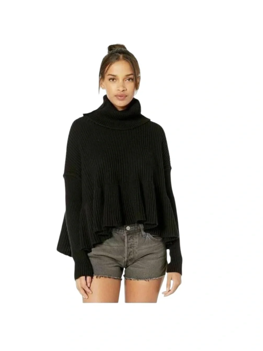 Free People Black Dark Layer Cake Sweater Chunky Knit Oversized Whimsigoth S